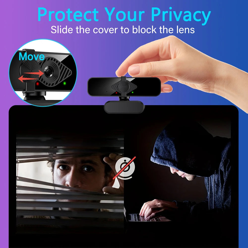 Webcam 4K Ultra HD con Micrófono y Cubierta de Privacidad — Plug & Play