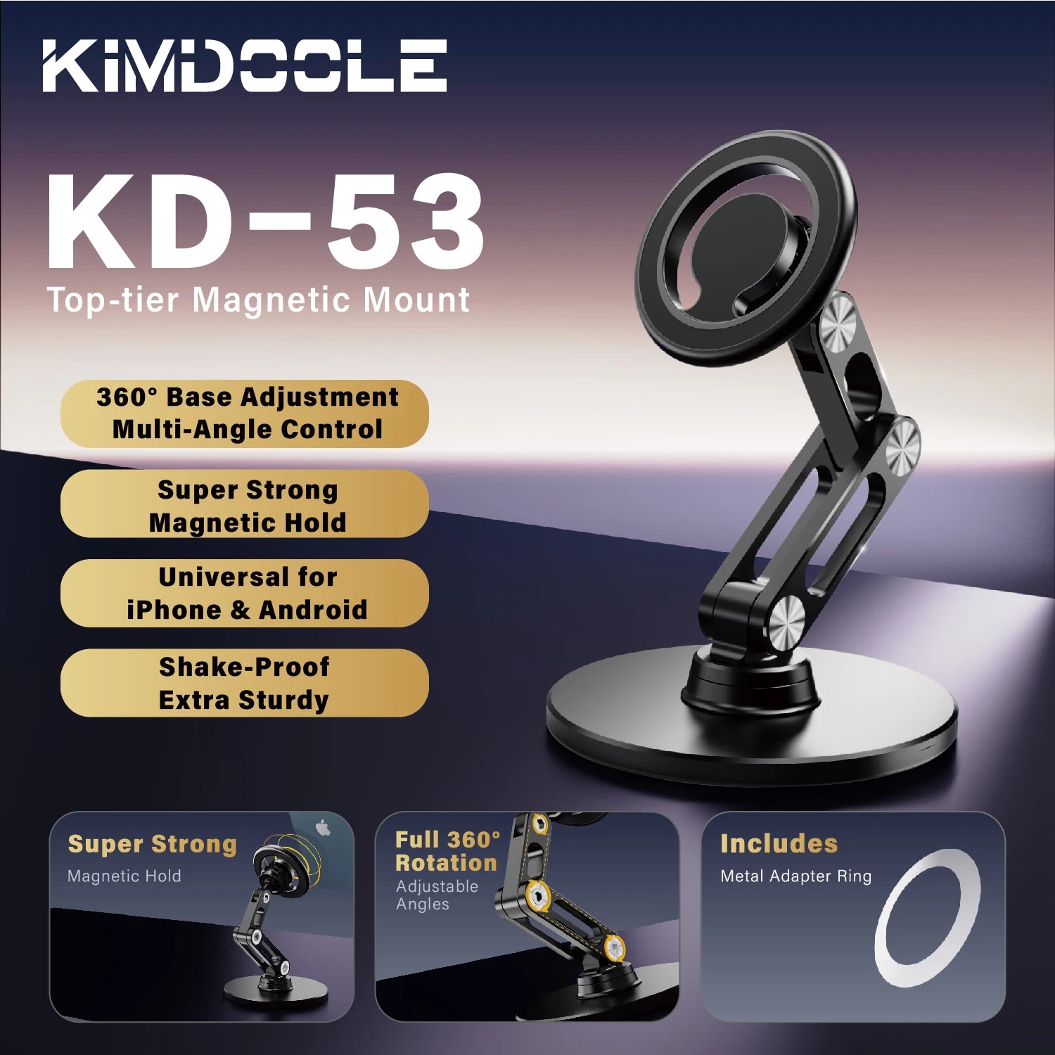 Soporte Magnético 360° para Celular — Universal y Ajustable