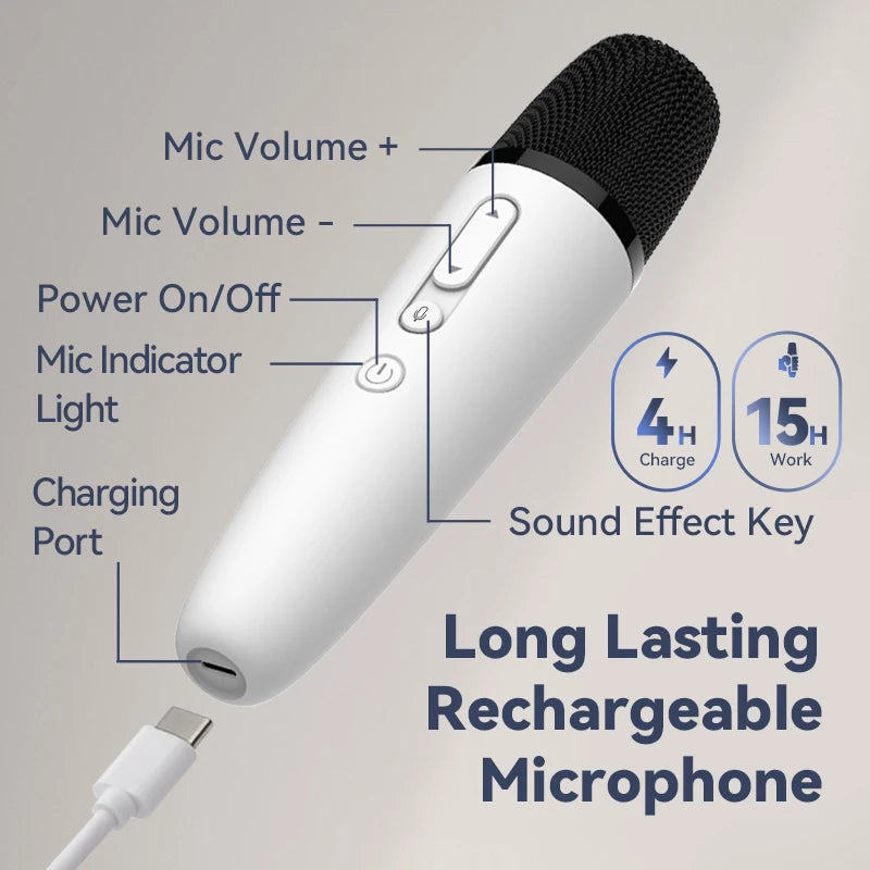 Micrófono Karaoke Inalámbrico para Auto — USB-A y USB-C