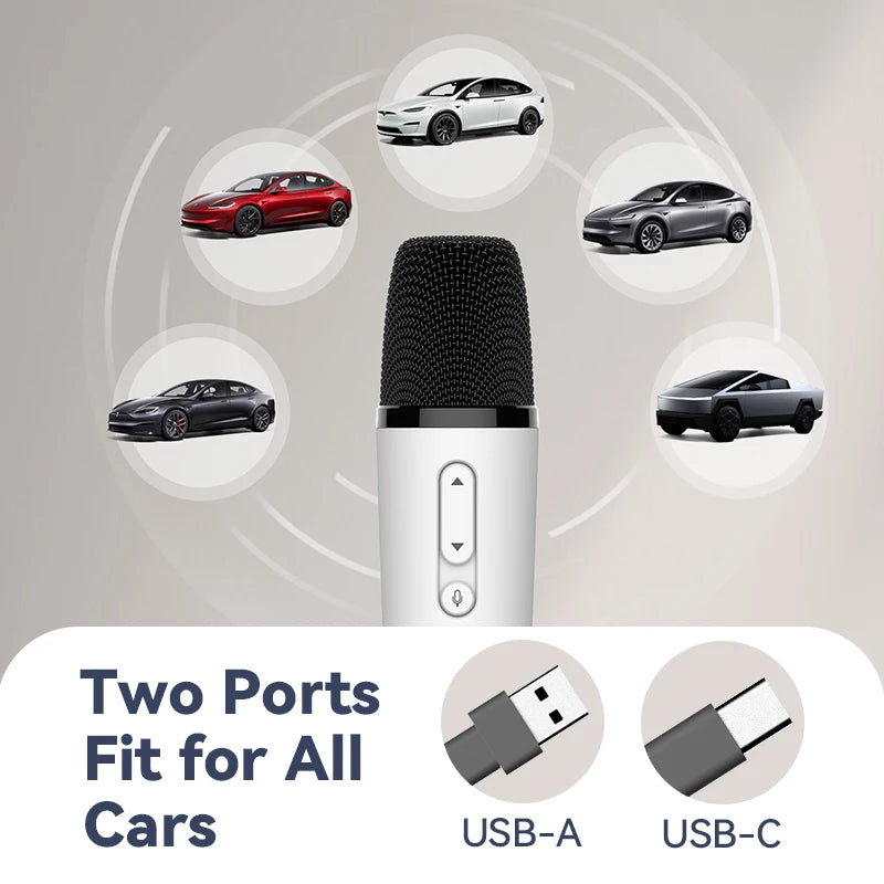 Micrófono Karaoke Inalámbrico para Auto — USB-A y USB-C