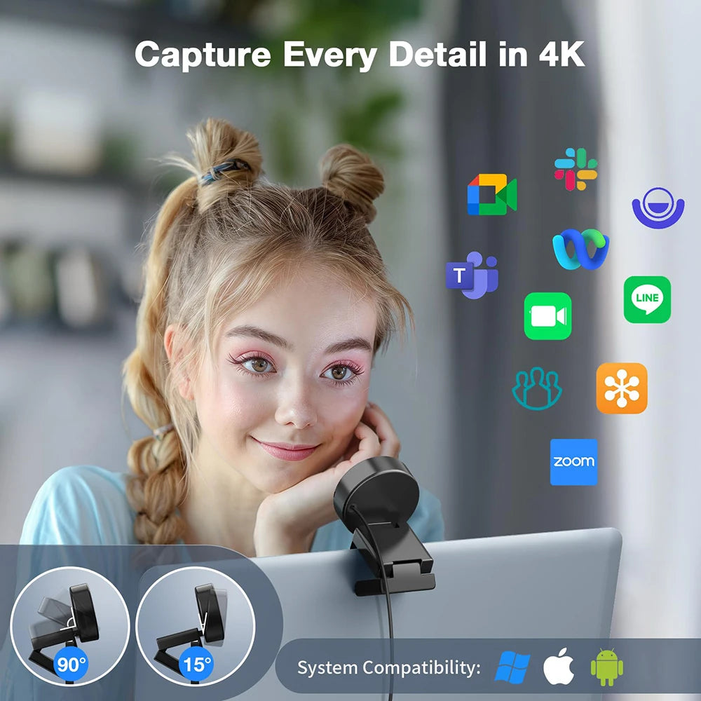 Webcam 1080P 60fps con Micrófono — Compacta y Plug & Play