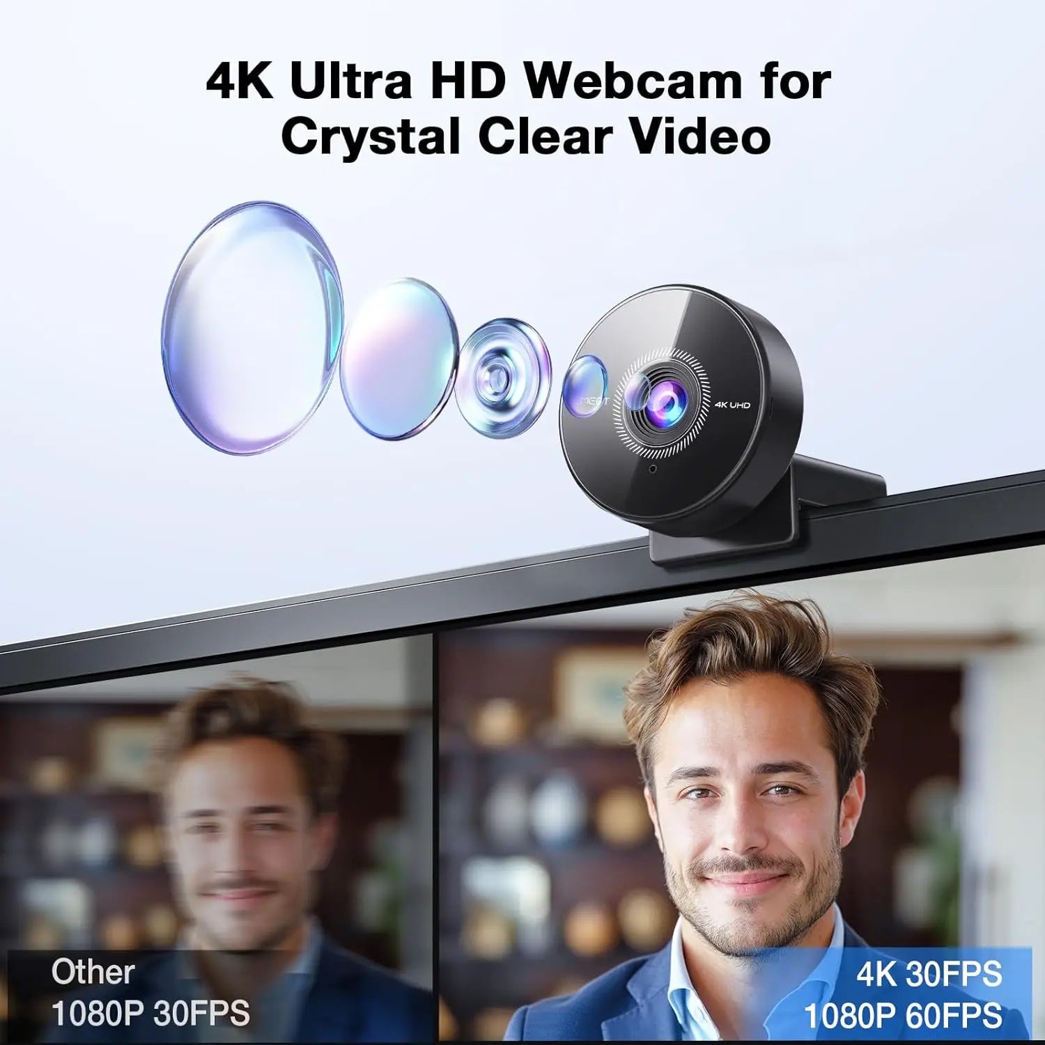 Webcam 1080P 60fps con Micrófono — Compacta y Plug & Play