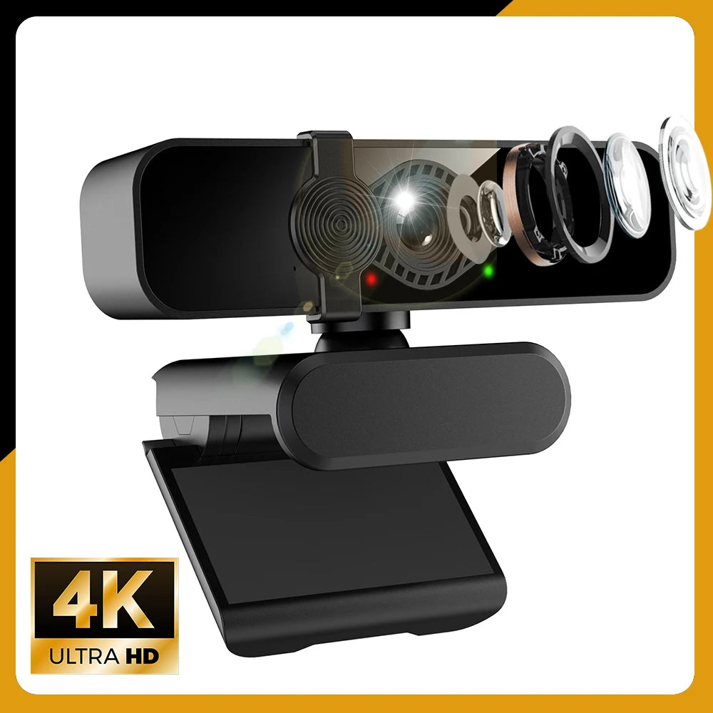 Webcam 4K Ultra HD con Micrófono y Cubierta de Privacidad — Plug & Play